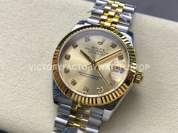 8+ Factory Counterweight Rolex Datejust 278273-0026 31mm Half Yellow Gold Diamond Champagne Dial Jubilee