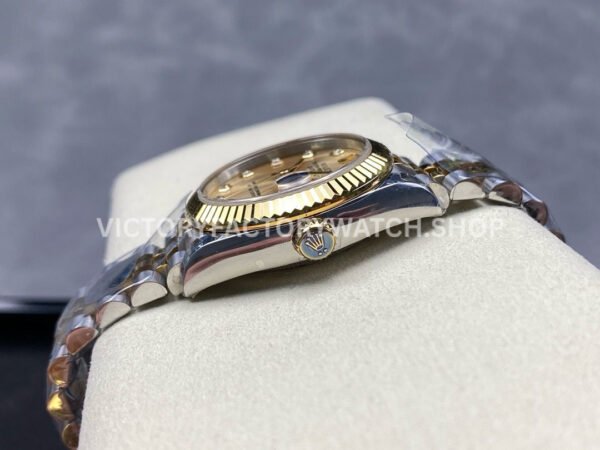 8+ Factory Counterweight Rolex Datejust 278273-0026 31mm Half Yellow Gold Diamond Champagne Dial Jubilee
