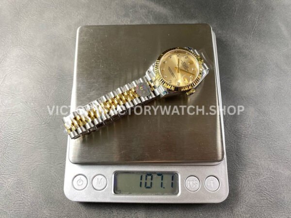 8+ Factory Counterweight Rolex Datejust 278273-0026 31mm Half Yellow Gold Diamond Champagne Dial Jubilee