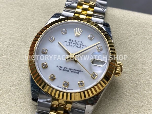 8+ Factory Counterweight Rolex Datejust 278273-0028 31mm Half Yellow Gold Diamond Mother Of Pearl Dial Jubilee