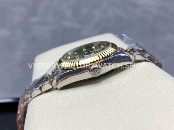 8+ Factory Counterweight Rolex Datejust 278273-0030 31mm Half Yellow Gold Diamond Green Dial Jubilee