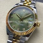 8+ Factory Counterweight Rolex Datejust 278273-0030 31mm Half Yellow Gold Diamond Green Dial Jubilee