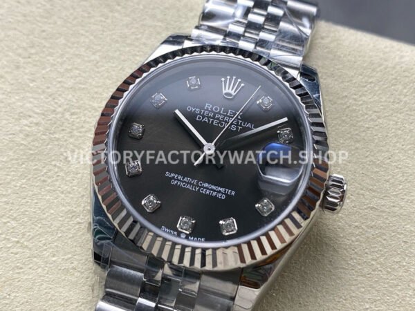 8+ Factory Counterweight Rolex Datejust 278274-0008 31mm Full Steel Diamond Grey Dial Jubilee
