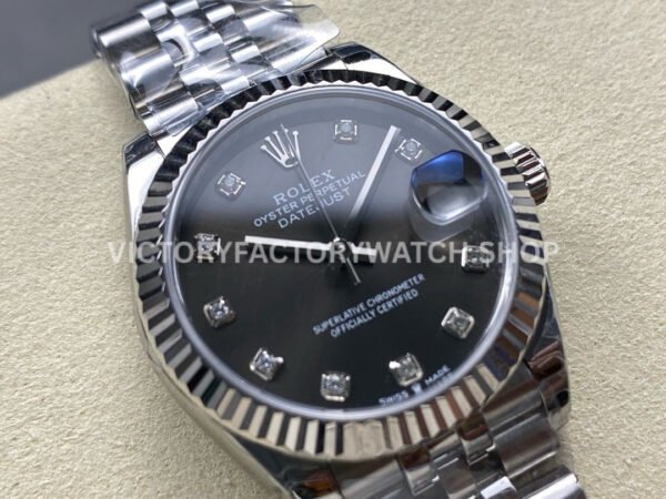 8+ Factory Counterweight Rolex Datejust 278274-0008 31mm Full Steel Diamond Grey Dial Jubilee
