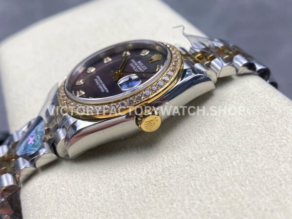 8+ Factory Counterweight Rolex Datejust 278383RBR-0024 31mm Diamond Yellow Gold Bezel Half Yellow Gold Diamond Mother Of Pearl Dial Jubilee