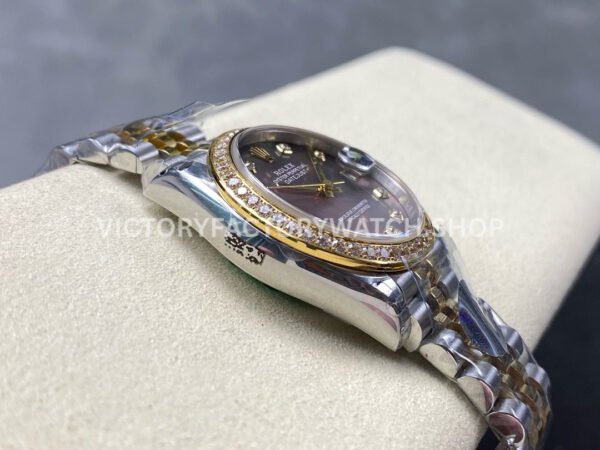 8+ Factory Counterweight Rolex Datejust 278383RBR-0024 31mm Diamond Yellow Gold Bezel Half Yellow Gold Diamond Mother Of Pearl Dial Jubilee