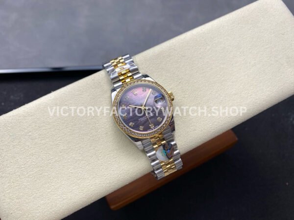 8+ Factory Counterweight Rolex Datejust 278383RBR-0024 31mm Diamond Yellow Gold Bezel Half Yellow Gold Diamond Mother Of Pearl Dial Jubilee