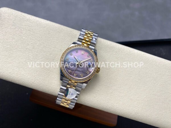 8+ Factory Counterweight Rolex Datejust 278383RBR-0024 31mm Diamond Yellow Gold Bezel Half Yellow Gold Diamond Mother Of Pearl Dial Jubilee