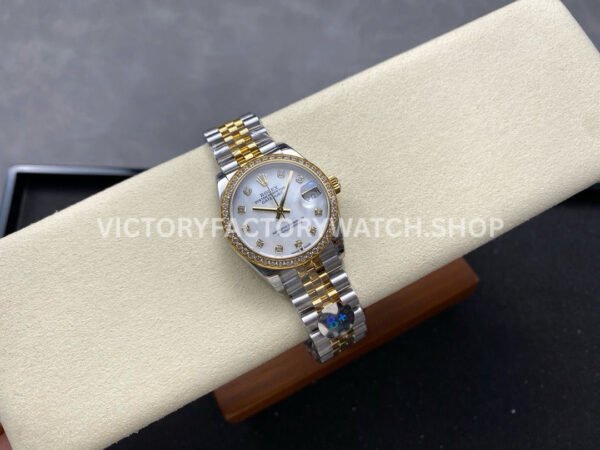 8+ Factory Counterweight Rolex Datejust 278383RBR-0028 31mm Diamond Yellow Gold Bezel Half Yellow Gold Diamond Mother Of Pearl Dial Jubilee