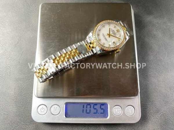 8+ Factory Counterweight Rolex Datejust 278383RBR-0028 31mm Diamond Yellow Gold Bezel Half Yellow Gold Diamond Mother Of Pearl Dial Jubilee