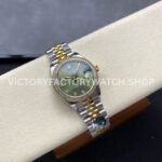 8+ Factory Counterweight Rolex Datejust 278383RBR-0030 31mm Diamond Yellow Gold Bezel Half Yellow Gold Diamond Green Dial Jubilee