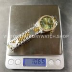 8+ Factory Counterweight Rolex Datejust 278383RBR-0030 31mm Diamond Yellow Gold Bezel Half Yellow Gold Diamond Green Dial Jubilee
