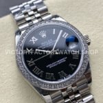 8+ Factory Counterweight Rolex Datejust 278384RBR-0002 31mm Diamond White Gold Bezel Full 904L Roman Numerals Black Dial Jubilee