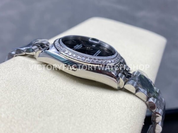 8+ Factory Counterweight Rolex Datejust 278384RBR-0002 31mm Diamond White Gold Bezel Full 904L Roman Numerals Black Dial Jubilee