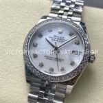 8+ Factory Counterweight Rolex Datejust 278384RBR-0008 31mm Diamond White Gold Bezel Full 904L Diamond Mother Of Pearl Dial Jubilee