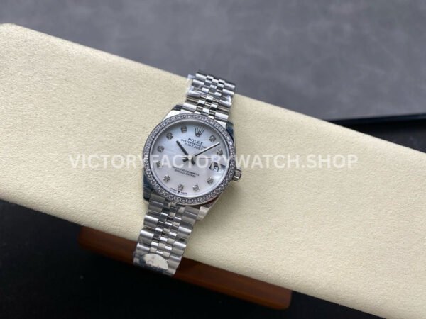 8+ Factory Counterweight Rolex Datejust 278384RBR-0008 31mm Diamond White Gold Bezel Full 904L Diamond Mother Of Pearl Dial Jubilee