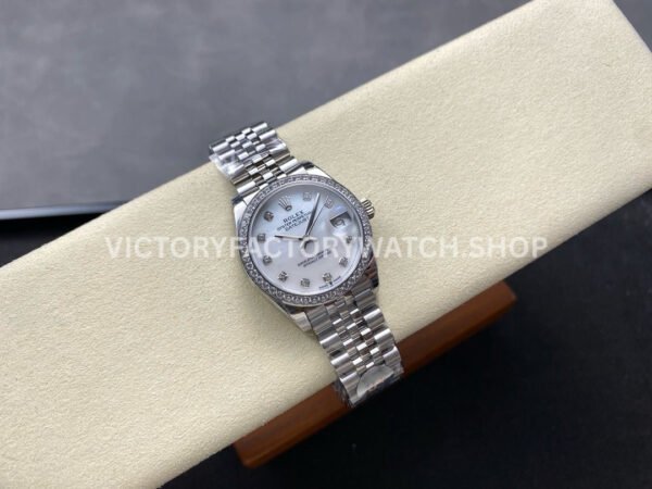 8+ Factory Counterweight Rolex Datejust 278384RBR-0008 31mm Diamond White Gold Bezel Full 904L Diamond Mother Of Pearl Dial Jubilee