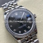 8+ Factory Counterweight Rolex Datejust 278384RBR-0010 31mm Diamond White Gold Bezel Full 904L Diamond Grey Dial Jubilee