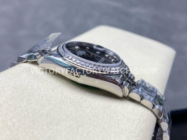 8+ Factory Counterweight Rolex Datejust 278384RBR-0010 31mm Diamond White Gold Bezel Full 904L Diamond Grey Dial Jubilee