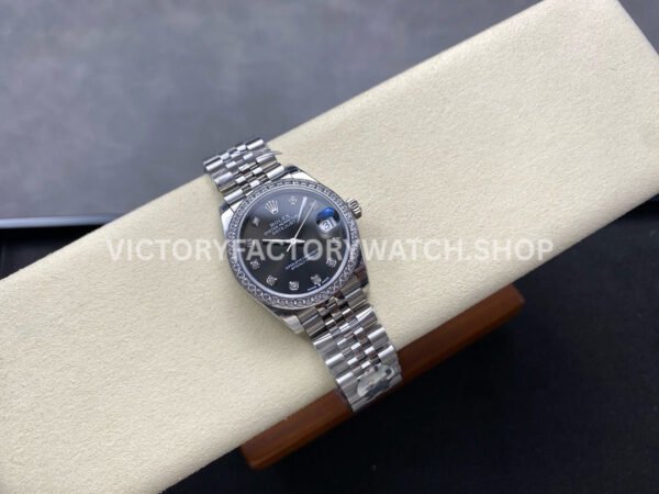 8+ Factory Counterweight Rolex Datejust 278384RBR-0010 31mm Diamond White Gold Bezel Full 904L Diamond Grey Dial Jubilee