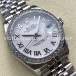 8+ Factory Counterweight Rolex Datejust 278384RBR-0014 31mm Diamond White Gold Bezel Full 904L Roman Numerals White Dial Jubilee