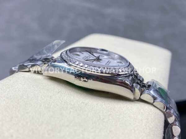 8+ Factory Counterweight Rolex Datejust 278384RBR-0014 31mm Diamond White Gold Bezel Full 904L Roman Numerals White Dial Jubilee