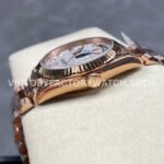 8+ Factory Counterweight Rolex Day-Date 128235-0029 36mm Full Rose Gold Diamond Mope Baguette Diamond Mother Of Pearl Dial