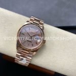 8+ Factory Counterweight Rolex Day-Date 128235-0039 36mm Full Rose Gold Baguette Diamond Rose Gold Dial