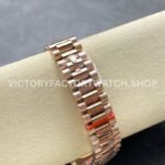 8+ Factory Counterweight Rolex Day-Date 128235-0039 36mm Full Rose Gold Baguette Diamond Rose Gold Dial
