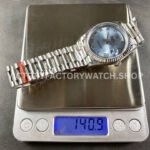 8+ Factory Counterweight Rolex Day-Date 128236-0008 36mm Full Platinum Roman Numerals Ice Blue Dial