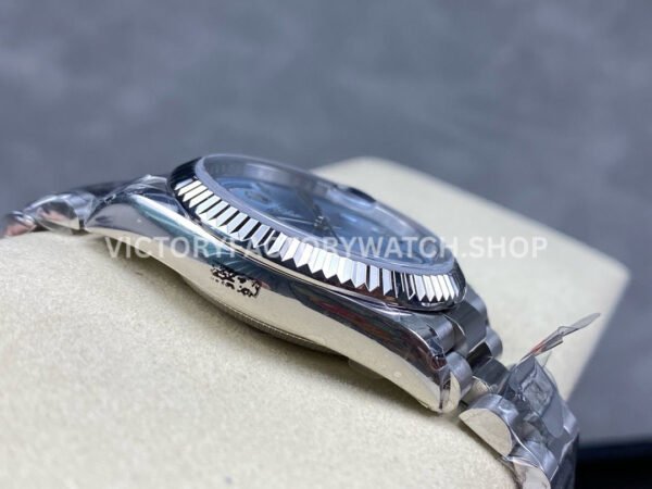 8+ Factory Counterweight Rolex Day-Date 128236-0008 36mm Full Platinum Roman Numerals Ice Blue Dial