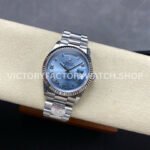 8+ Factory Counterweight Rolex Day-Date 128236-0008 36mm Full Platinum Roman Numerals Ice Blue Dial