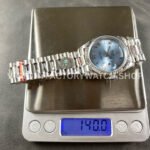 8+ Factory Counterweight Rolex Day-Date 128236-0018 36mm Full Platinum Roman Numerals Ice Blue Dial