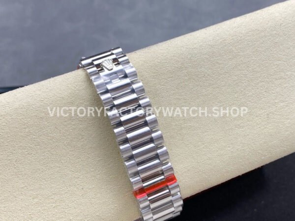 8+ Factory Counterweight Rolex Day-Date 128236-0018 36mm Full Platinum Roman Numerals Ice Blue Dial