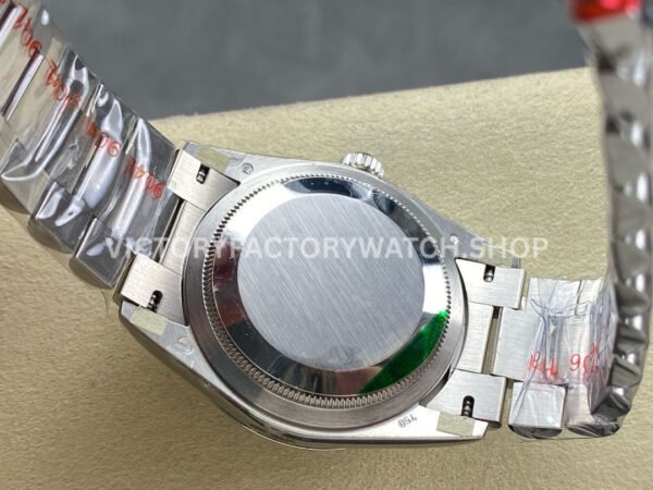 8+ Factory Counterweight Rolex Day-Date 128236-0018 36mm Full Platinum Roman Numerals Ice Blue Dial