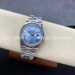 8+ Factory Counterweight Rolex Day-Date 128236-0018 36mm Full Platinum Roman Numerals Ice Blue Dial