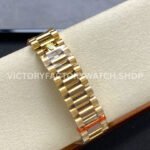 8+ Factory Counterweight Rolex Day-Date 128238-0071 36mm Full Yellow Gold Roman Numerals Diamond Blue Dial