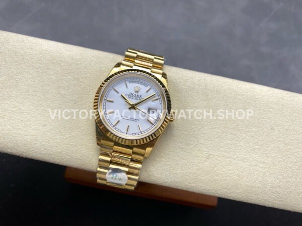 8+ Factory Counterweight Rolex Day-Date 128238-0081 36mm Full Yellow Gold White Dial