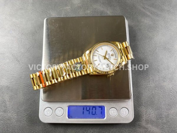 8+ Factory Counterweight Rolex Day-Date 128238-0081 36mm Full Yellow Gold White Dial