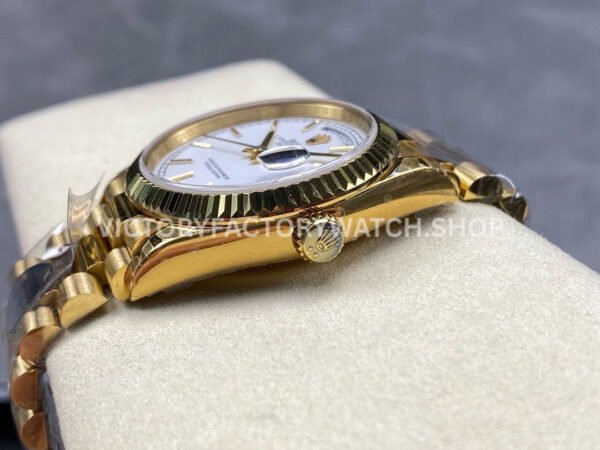 8+ Factory Counterweight Rolex Day-Date 128238-0081 36mm Full Yellow Gold White Dial