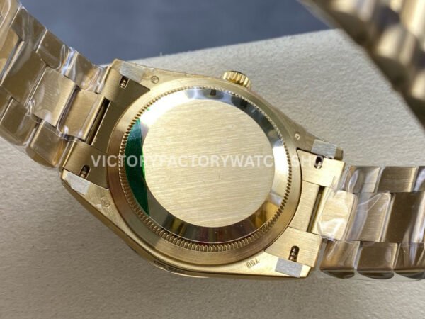 8+ Factory Counterweight Rolex Day-Date 128238-0106 36mm Full Yellow Gold Color Baguette Puzzle Blue Dial