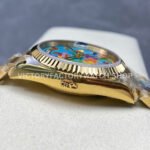 8+ Factory Counterweight Rolex Day-Date 128238-0106 36mm Full Yellow Gold Color Baguette Puzzle Blue Dial