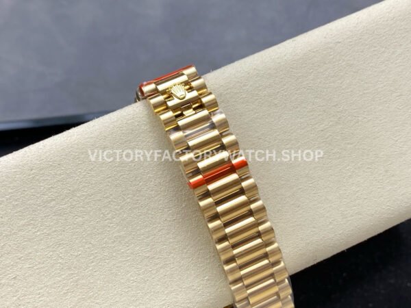 8+ Factory Counterweight Rolex Day-Date 128238-0106 36mm Full Yellow Gold Color Baguette Puzzle Blue Dial