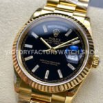 8+ Factory Counterweight Rolex Day-Date 128238 36mm Full Yellow Gold Baguette Diamond Black Dial
