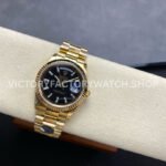 8+ Factory Counterweight Rolex Day-Date 128238 36mm Full Yellow Gold Baguette Diamond Black Dial