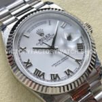 8+ Factory Counterweight Rolex Day-Date 128239-0038 36mm Full White Gold Roman Numerals White Dial