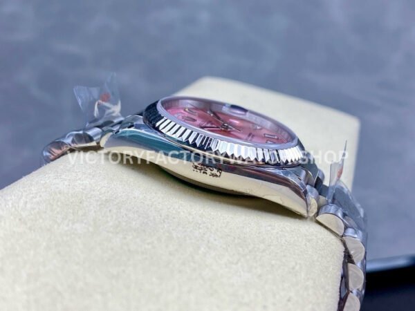 8+ Factory Counterweight Rolex Day-Date 128239-0071 36mm White Gold Baguette Diamond Pink Dial