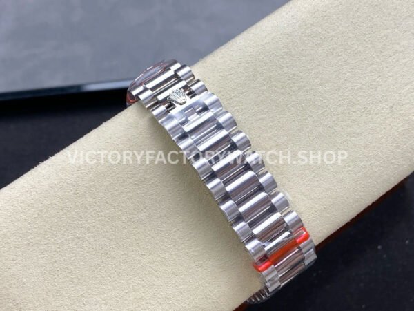8+ Factory Counterweight Rolex Day-Date 128239-0071 36mm White Gold Baguette Diamond Pink Dial