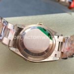 8+ Factory Counterweight Rolex Day-Date 128345RBR-0042 36mm Diamond Rose Gold Bezel Full Rose Gold Baguette Diamond Rose Gold Dial