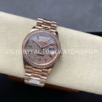 8+ Factory Counterweight Rolex Day-Date 128345RBR-0042 36mm Diamond Rose Gold Bezel Full Rose Gold Baguette Diamond Rose Gold Dial